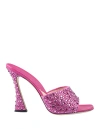 Ermanno Scervino Fuchsia Mules With Crystals In Pink