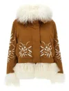 Ermanno Scervino Fur-embellished Cotton Parka With Quilted Lining In Brown