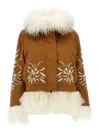 Ermanno Scervino Fur-embellished Cotton Parka With Quilted Lining In Brown