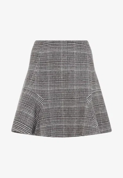Ermanno Scervino Gaelles Prince Of Wales Flared Mini Skirt In Gray