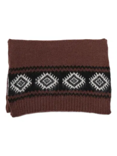 Ermanno Scervino Classic Ribbed Knitted Scarf With Fringed Ends In Brown