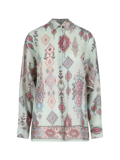 Ermanno Scervino Geometric Print Shirt With Classic Collar In Multi