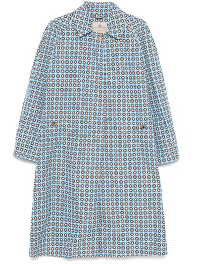 Ermanno Scervino Geometric-print Trench Coat In Blue