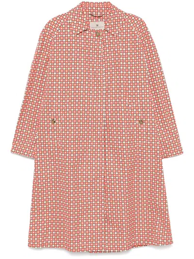 Ermanno Scervino Geometric-print Trench Coat In Nude