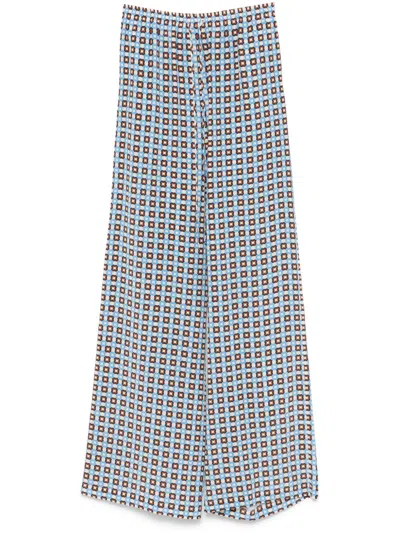 Ermanno Scervino Geometric-print Trousers In Blue