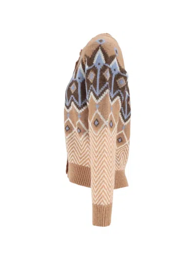 Ermanno Scervino Geometric-pattern Cardigan In Brown