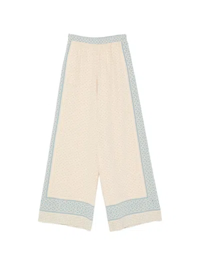 Ermanno Scervino Geometric-print Palazzo Pants In White