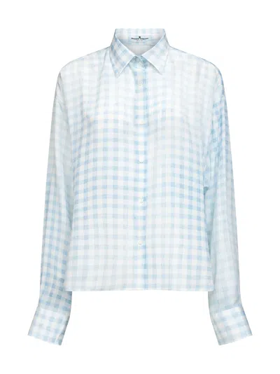 Ermanno Scervino Gingham Pattern Viscose Shirt In Blue