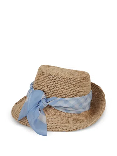 Ermanno Scervino Gingham-print Hat In Brown