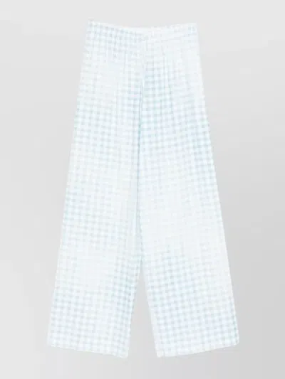 Ermanno Scervino Gingham Wide Leg Trousers Regular Fit In Blue