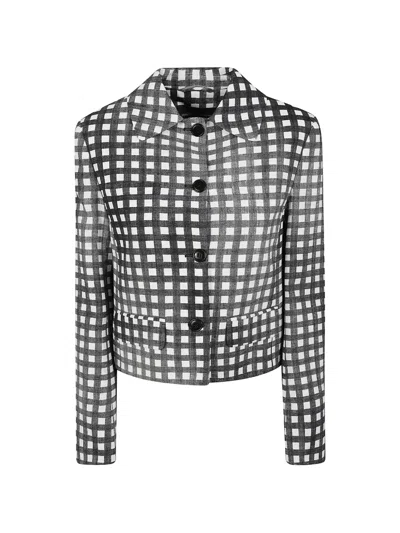 Ermanno Scervino Gingham-check Button-up Jacket In Black