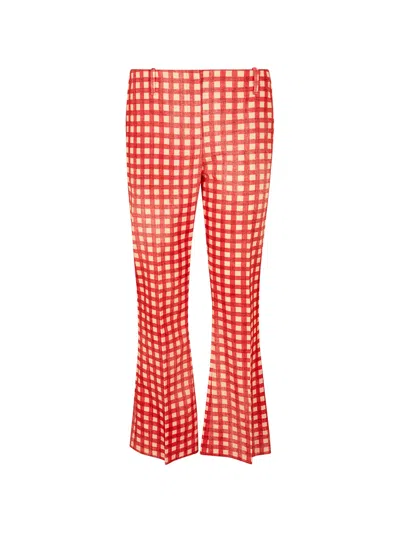 Ermanno Scervino Gingham-check Flared Trousers In Red