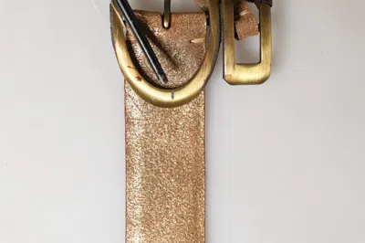 Pre-owned Ermanno Scervino Gold Leather Braided Metal Buckle Women's Belt ()