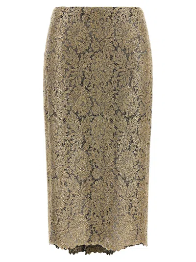 Ermanno Scervino Gold Polyester Midi Women's Skirt