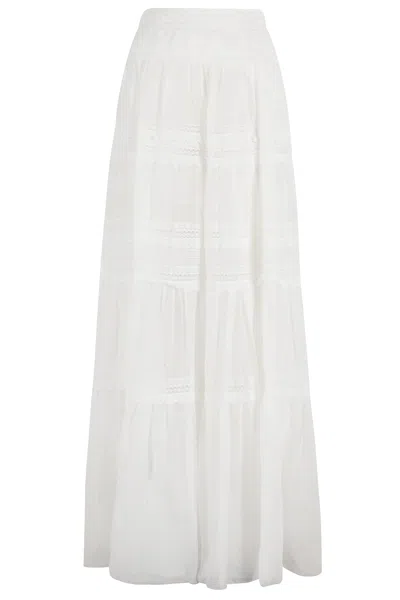 Ermanno Scervino Flowing Maxi Skirt With Ruffles In White