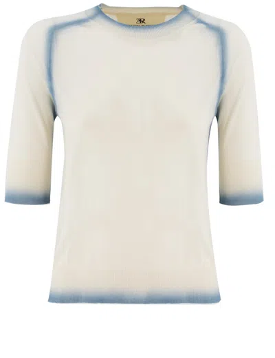 Ermanno Scervino Gradient Effect Round Neck Knitwear In White