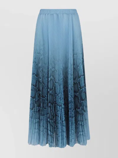 Ermanno Scervino Gradient Pleated Snake Print Skirt In Blue