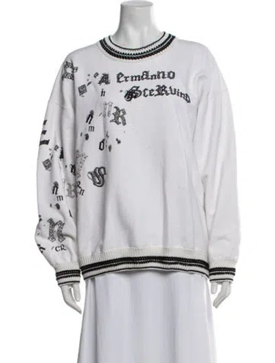 Pre-owned Ermanno Scervino Graphic Print Crew Neck Sweatshirt In White