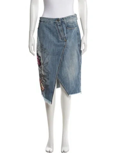 Pre-owned Ermanno Scervino Graphic Print Midi Length Skirt In Blue