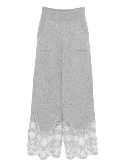 Ermanno Scervino Lace Cashmere Trousers In Gray