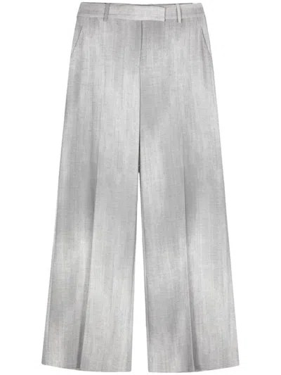 Ermanno Scervino Printed Pressed-crease Straight Trousers In Gris