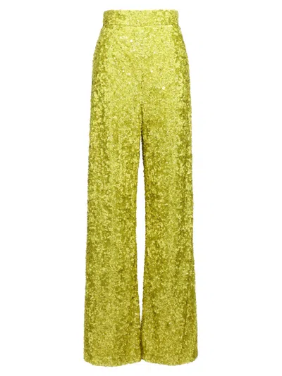 Ermanno Scervino High Waist Sequin Embellished Wide Leg Trousers In Green