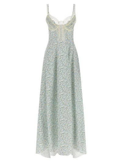 Ermanno Scervino Green Floral Print Maxi Dress In Multi