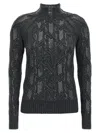 Ermanno Scervino Cable Knit Mock Neck Sweater With Ribbed Hem