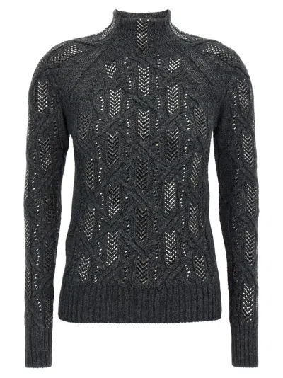 ERMANNO SCERVINO GREY CRYSTAL BRAID SWEATER