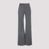 Ermanno Scervino Wide-leg High Waist Trousers With Herringbone Pattern In Gray
