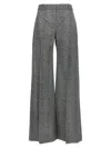 Ermanno Scervino Wide-leg High Waist Trousers With Herringbone Pattern In Gray