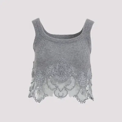 Ermanno Scervino Grey Knit Tank Top