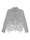 Ermanno Scervino Lace-trimmed Cashmere Cardigan In Gray