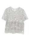 Ermanno Scervino Grey Lace-trimmed Short-sleeved T-shirt In Gray
