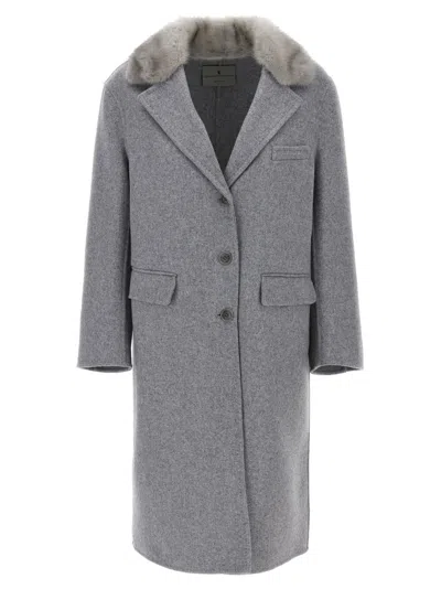 Ermanno Scervino Mink Single-breasted Coat Coats, Trench Coats In Grey