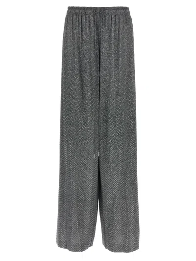 ERMANNO SCERVINO GREY PRINTED VISCOSE WIDE-LEG PANT