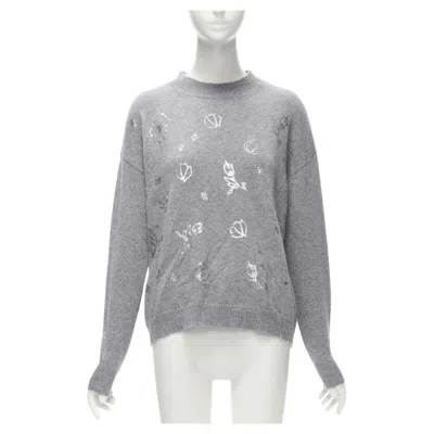 Pre-owned Ermanno Scervino Grey Pullover Metallic Floral Print It40 S In Gray