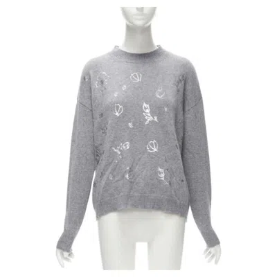 Pre-owned Ermanno Scervino Grey Pullover Metallic Floral Print It40 S In Gray