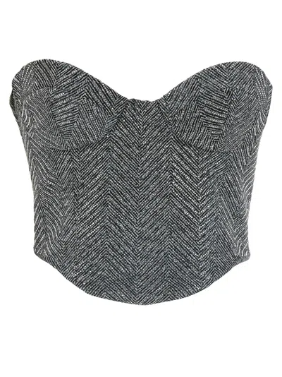 ERMANNO SCERVINO GREY RHINESTONE BUSTIER TOP