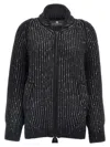 Ermanno Scervino Rhinestone-embellished Merino Wool Knit Cardigan In Grey