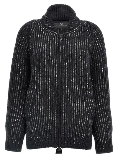 ERMANNO SCERVINO GREY RHINESTONE CARDIGAN