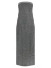 Ermanno Scervino Rhinestone-embellished Midi Dress With Herringbone Pattern In Gray