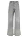 Ermanno Scervino High-waisted Wide-leg Jeans With Embroidered Detailing In Gray