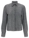 Ermanno Scervino Herringbone Shirt Adorned With Rhinestone Details In Silver