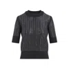 Ermanno Scervino Textured Wool-cashmere Blend Sweater With Metallic Accents In Black