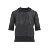 Ermanno Scervino Textured Wool-cashmere Blend Sweater With Metallic Accents In Black