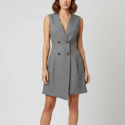 Pre-owned Ermanno Scervino Grey Wool Double Breasted Mini Dress S In Gold