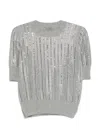 Ermanno Scervino Striped Wool-cashmere Sequin Top In Gray