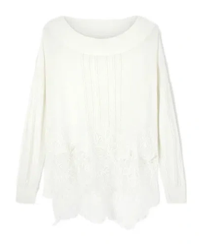 Ermanno Scervino Guipure Lace-detail Jumper In White