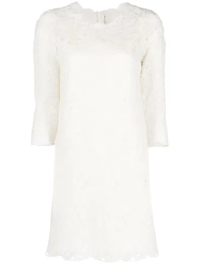Ermanno Scervino Guipure Lace Shift Minidress In White